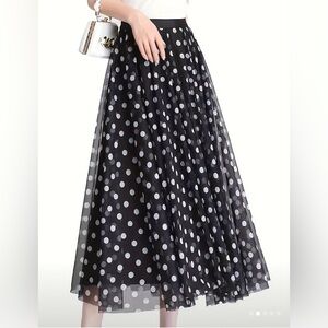 NEW Black Mesh Polka Dot Skirt